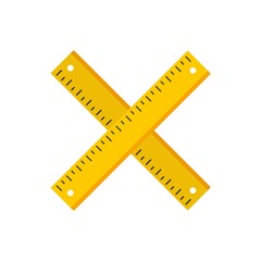 Poster - Crossed wood ruler icon flat isolated vector
