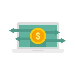 Poster - Laptop money transfer icon flat isolated vector