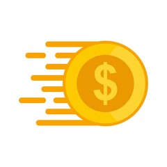 Poster - Fast coin money transfer icon flat isolated vector
