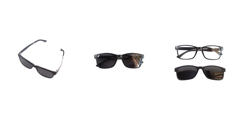 Isolated Clip On Square Glasses On White Background
