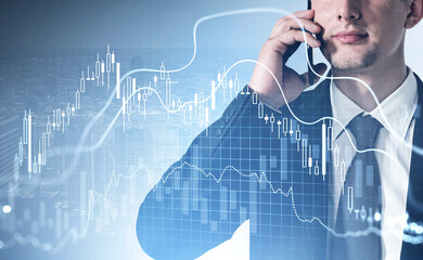 Poster - Handsome businessman in formal suit with tie, stock trader analy