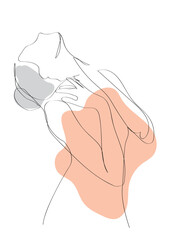 Wall Mural - Woman Body One Line Drawing. Vector Minimalist Design for Wall Art, Print, Card, Poster.