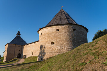 Wall Mural - Gate Tower and Klimentovskaya Tower of the Old Medieval Old Ladoga Fortress in Russia