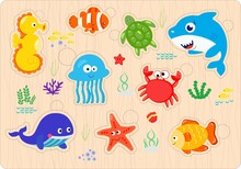Wooden Educational Colorful  Sea Animals 