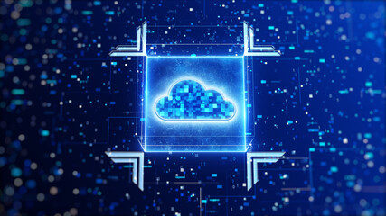 Leinwandbilder - cloud computing. The concept of protecting and storing data on digital information networks. cyber security technology background. Big data.