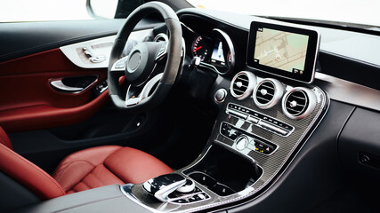 Wall Mural - The luxury modern car Interior. Shallow dof.