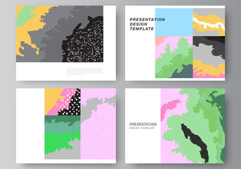 Poster - Vector layout of the presentation slides design templates, multipurpose template for presentation brochure, brochure cover. Japanese pattern template. Landscape background decoration in Asian style.