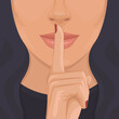 Keep silence concept woman shows index finger
