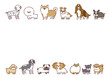 かわいい犬たちのイラストフレーム（横）／Illustration frame of cute dogs (horizontal)