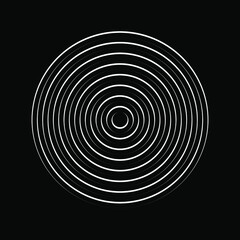 Wall Mural - White concentric lines in circle form. Geometric art. Design element for border frame, round logo, blackout tattoo, sign, symbol, web pages, prints, template, pattern and abstract background