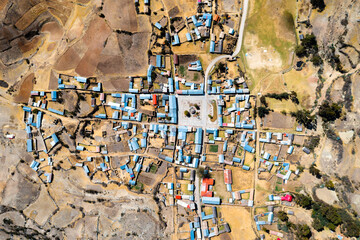 Poster - Aerial view of a village in the Peruvian Andes