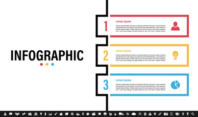Wall Mural - Infographic design business concept vector illustration with 3 steps or options or processes represent work flow or diagram or web button banner