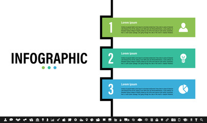Wall Mural - Infographic design business concept vector illustration with 3 steps or options or processes represent work flow or diagram or web button banner