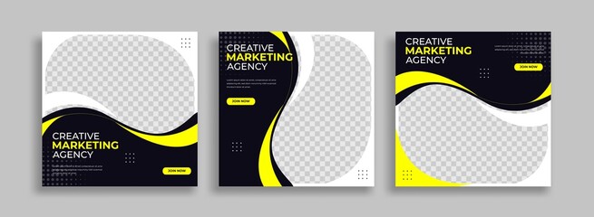 Wall Mural - marketing agency editable minimal square banner template with geometric shapes for social media post