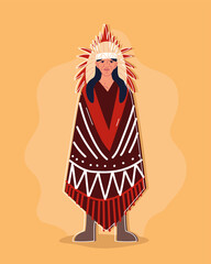 Poster - old indigenous with feather headdress