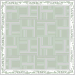 Poster -  scarf pattern design on red. Geometric ornament with frame, border. Bandanna, shawl, scarf, tablecloth design for textile fabric print 
