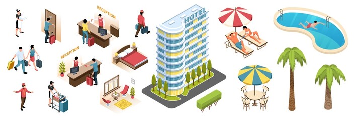 Canvas Print - Hotel Isometric Set