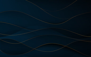 abstract wavy luxury dark blue and gold background. illustration vector