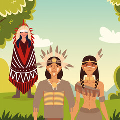 Wall Mural - indigenous family people