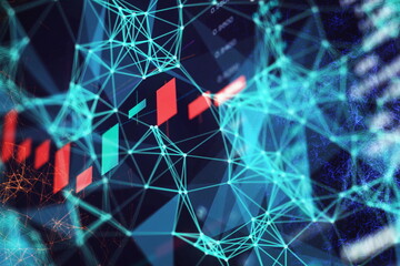 Wall Mural - New modern computer and business strategy as concept. Financial diagram with candlestick chart used in market analysis for variation report of share price