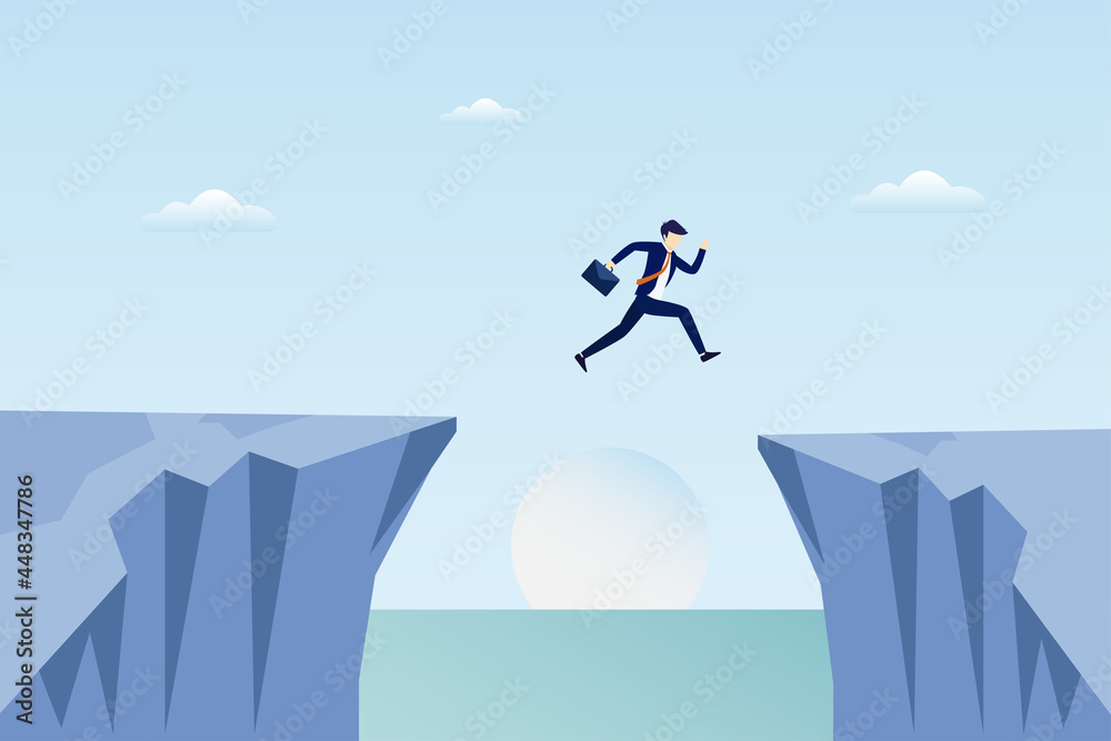 Slipping Between Two Rocks Meme businessman jump through the gap in the rocks. an employee with a ...