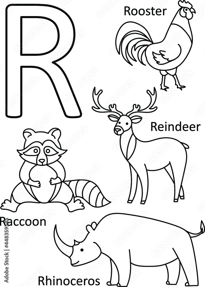 Printable Animal Alphabet R R animals names, Alphabet coloring for kids, Alphabet animals coloring ...