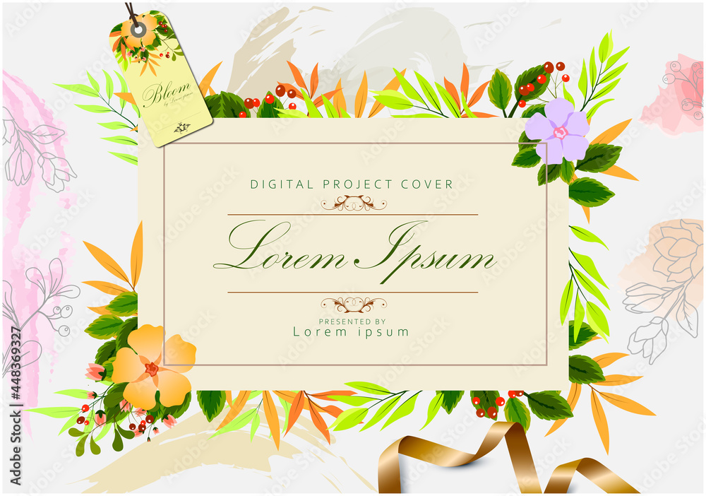 Digital project cover template, AI, front cover project, image preview template for project