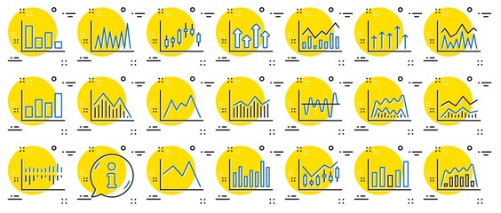 Poster - Financial chart line icons. Set of Candle stick graph, Report diagram and Infochart icons. Growth, Trade and Investment chart. Stock exchange, Candlestick and financial diagram graph. Vector