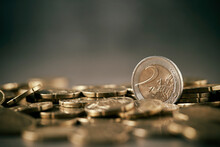 Euro Coins On The Background Of The Euro