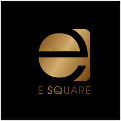 silhouette of letter e in front of golden square