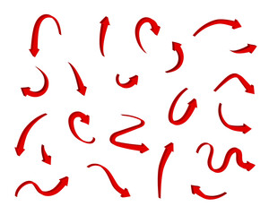 Poster - Red arrow icon indicating different direction. A set icons isolated on a white background for website banners ads and design elements.