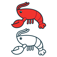 Wall Mural - Cartoon lobster or crawfish drawing