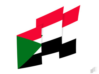 Sticker - Sudan flag in an abstract ripped design. Modern design of the Sudan flag.