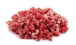 Minced meat isolated on white background close up