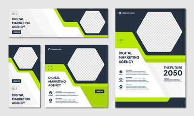 Wall Mural - set of editable instagram post template modern background. promotional web banner for company busine