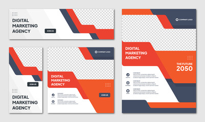 Wall Mural - set of editable instagram post template modern background. promotional web banner for company busine