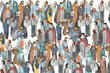 Watercolor hand-drawn illustration of a meeting of praying people, the apostles in prayer, thanksgiving to the Lord. Decorative background for Christian publications, design of banners, postcards