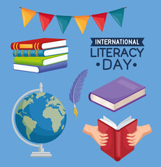 Sticker - literacy day celebration icons