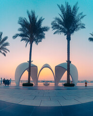 Wall Mural - palm trees and city views.