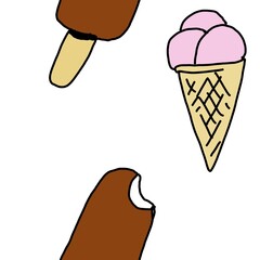 Poster - A seamless pattern of ice cream on a stick.