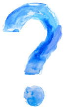 Watercolor Question Mark In Blue