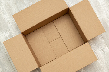 Open cardboard box for packaging close up