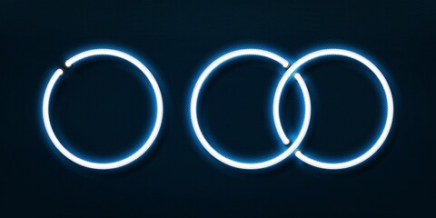 Wall Mural - Vector realistic isolated neon sign of Circle frame on the blue background.