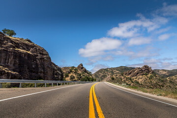 Empty California Highway 1 near to Santa Barbara on a sunny day