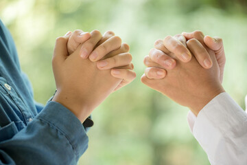 Wall Mural - Mother and daughter are praying