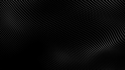 Wall Mural - Dot white black wave technology texture background. Abstract big data digital concept. 3d rendering.