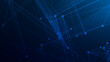 © Papapig - Abstract blue polygon tech network with connect technology background. Abstract dots and lines texture background. 3d rendering.