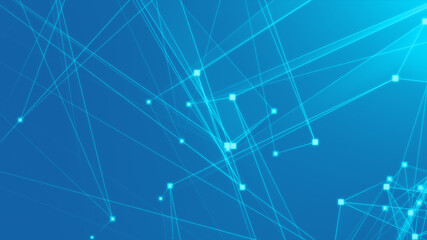 Wall Mural - Abstract blue polygon tech network with connect technology background. Abstract dots and lines texture background. 3d rendering.