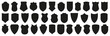 Protect shield icon symbols black silhouette vector set illustration