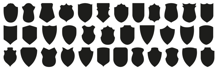 protect shield icon symbols black silhouette vector set illustration